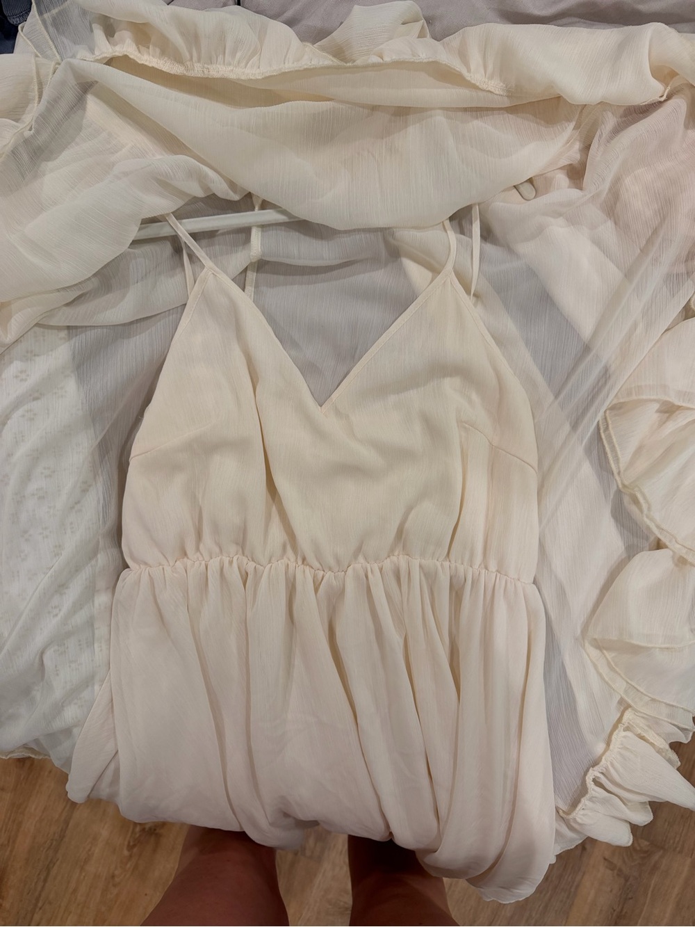 Altar'd State Cream Ruffle Cape Mini Dress - Picture 8 of 9
